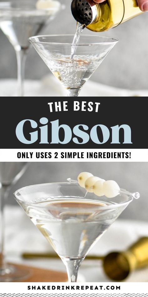 Gibson Drink, Gibson Martini, Gibson Recipe, Best Martini Recipes, Vermouth Cocktail, Gin Drink Recipes, Martinis Drinks, Vintage Cocktails, Sparkling Cocktail