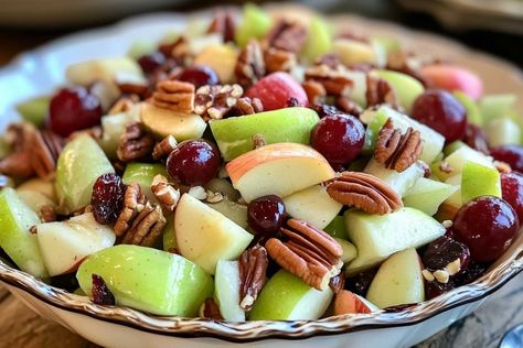 Apple Salad with Honeycrisp Apples, Celery, Grapes, Pecans, and Dried Cranberries Recipe | Meal Mia Celery Salad, Honey Yogurt, Grape Salad, Diced Apples, Honeycrisp Apples, Fruit Salads, Refreshing Salad, Apple Salad, Cranberry Recipes