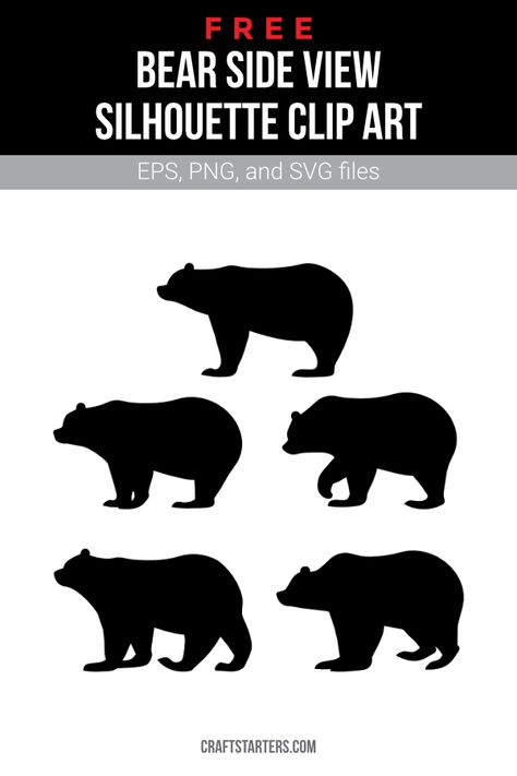 Bear Side View, Bear Template, Silhouette Clip Art, Felt Pattern, Printable Scrapbook Paper, Pattern Ideas, Card Making Inspiration, Embroidery Pattern, Png Transparent