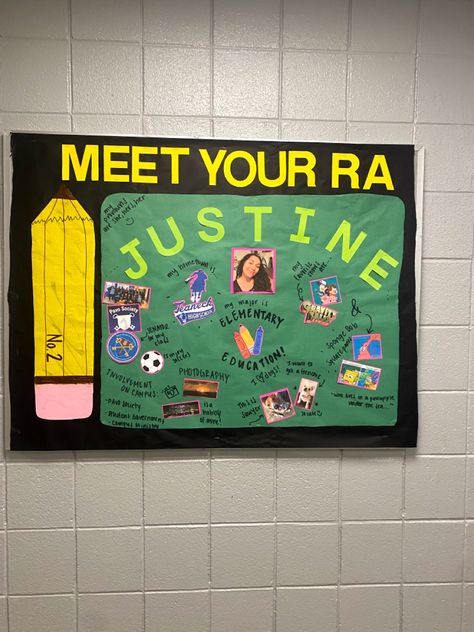 Board for first and second year students to get to know me! #reslife #residence #creative #fun #rabulletinboards #meettheteacher #futureteacher This Or That Bulletin Board, Meet The Ra Bulletin Board, Ra Get To Know Me Board, Meet Your Ra Bulletin Board, Meet Your Ra, Street Motivation, Ra Bulletins, Ra Boards, Ra Bulletin Boards