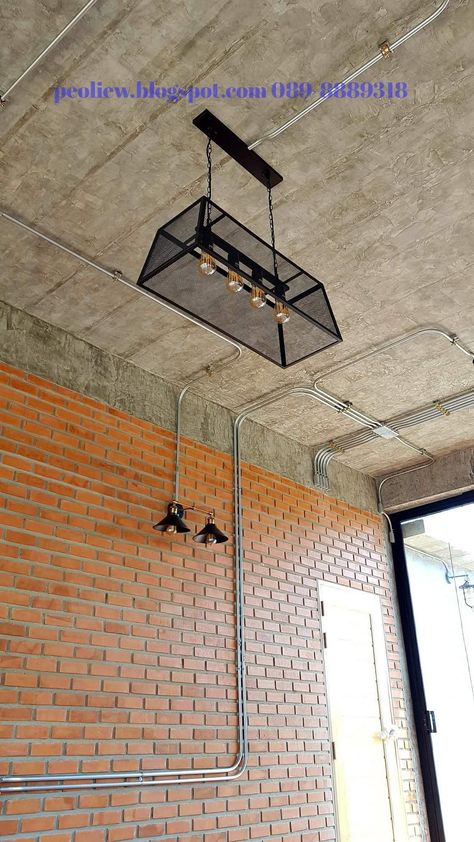 Exposed Conduit, Industrial Style House, Small House Design Kerala, Bungalow Interior, Medical Office Design, House Wiring, Cafe Shop Design, Hotel Room Design, Industrial Ceiling Lights