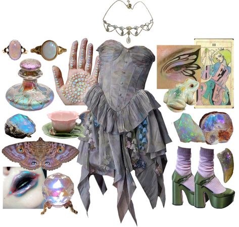 Witch's Familiar Outfit | ShopLook Crystal Witch Aesthetic Outfit, Eclectic Witch Outfit, Crystal Witch Aesthetic, Witch Familiar, Witch Aesthetic Outfit, Witch's Familiar, Opal Eyes, Crystal Witch, Witches Familiar