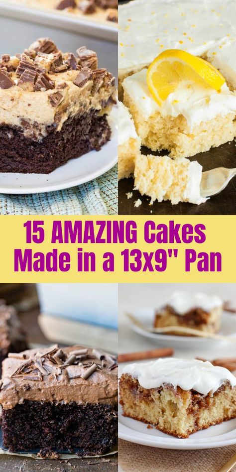 15 Cakes Made in a 13x9_ Pan Best 13x9 Cakes, Bunch A Crunch Cake, Best 9x13 Cake Recipes, 13 X 9 Desserts, 9 By 13 Cake Recipes, Easy 9x13 Desserts, 13x9 Cake Recipes, 9 X 13 Dessert Recipes, 9 X 13 Cake Recipes