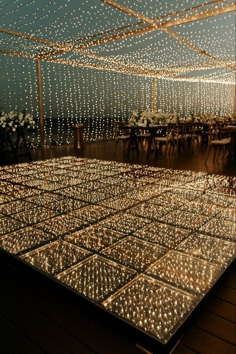 Floor Plans Wedding Reception, Fairy Light Dance Floor Wedding, Lanterns Over Dance Floor, Fairy Lights Wedding Dance Floor, Tent With Lights Wedding, Tent Alternatives For Wedding, Night Weddings Outdoor, Wedding Decorations Dance Floor, Fairy Light Wedding Decorations