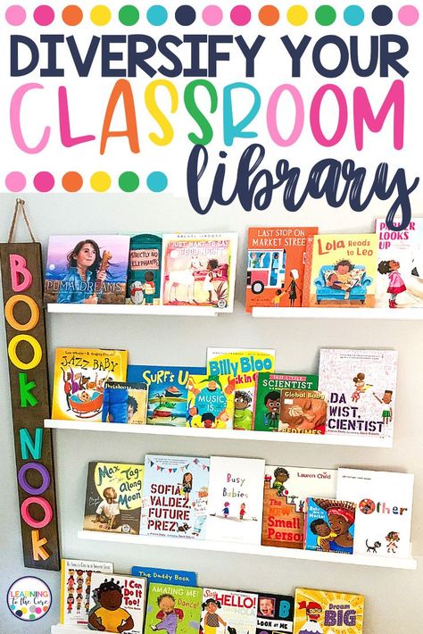 Are you looking to diversity your classroom library? Check out this blog post for new book titles. Tips are also included for how to encourage acceptance through your classroom library. Great read alouds in the virtual classroom, too! Click to read more! Classroom Library Corner Ideas, Culture In The Classroom, Classroom Library Ideas Kindergarten, 1st Grade Library Setup, Classroom Library Elementary, In This Classroom You Are, Classroom Library Corner, Diversity Classroom Decor, Classroom Library Kindergarten