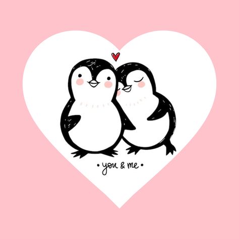 Wallpaper For Couples, Penguin Wallpaper, Easy Art For Kids, Penguin Love, Couple Illustration, Doodle Art Designs, Love Notes, Watercolor Cards, Couple Aesthetic