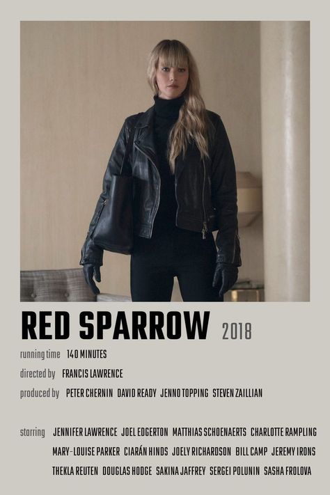 Red Sparrow Movie Poster Red Sparrow Movie, Joely Richardson, Matthias Schoenaerts, Ciaran Hinds, Red Sparrow, Mary Louise Parker, Sergei Polunin, Joel Edgerton, Charlotte Rampling