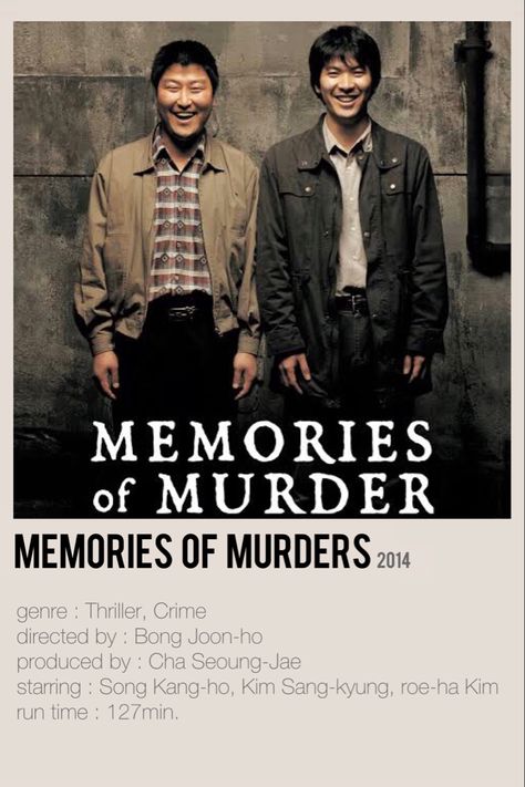 Memories of murder - #kdrama #memoriesofmurder #koreanmovie #koreankdramas #kdramas #poster #movie #film #action #crime #thriller #mystery Best Korean Thriller Movies, Memories Of Murderers Poster, Memories Of Murderers, Korean Thriller Movies, Korean Horror Movies, Psychological Thriller Movies, A Silent Voice Anime, Poster Edit, Film Recommendations