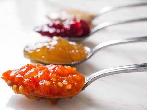 6 Great Condiments to Complete Your Cheese Plate Fruit Kabob, Savory Jam, Hot Pepper Jelly, Cheese Pairings, Cheese Party, Spicy Honey, Serious Eats, Wine Cheese, Cheese Platters