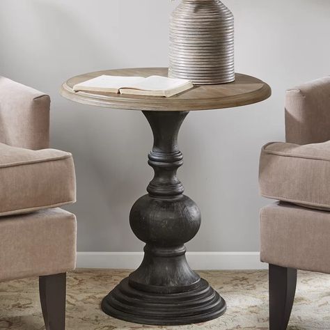 Laurel Foundry Modern Farmhouse Earleton Pedestal End Table & Reviews | Wayfair Pedestal End Table, Round Accent Table, Room Refresh, Wooden Side Table, Wood Pedestal, Wayfair Furniture, Wood End Tables, Kelly Clarkson, Antique Farmhouse