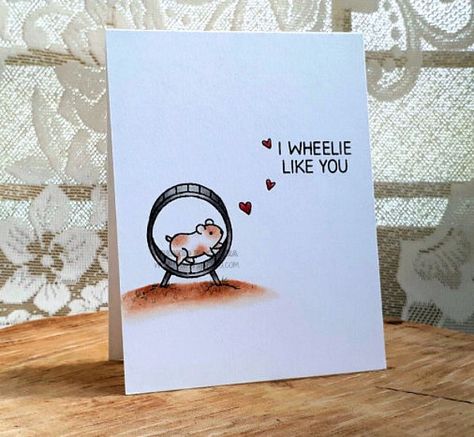 Cute Valentine Cards, Viking Images, Card Boyfriend, Funniest Valentines Cards, Lawn Fawn Stamps, Stamp Projects, Color Pencils, Cute Hamsters, Valentine Card