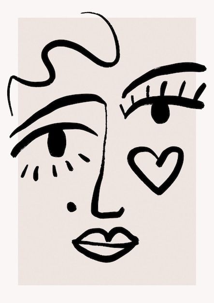 Vector ink line art drawing - feminine f... | Premium Vector #Freepik #vector Abstract Faces Drawing, Minimal Face Drawing, Abstract Face Art Drawings, Line Drawing Easy, One Line Art Face, Cubism Face, Line Drawing Ideas, Woman Face Line Drawing, Abstract Lips