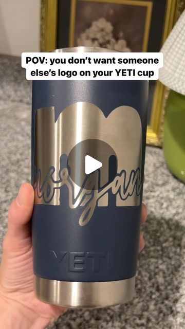 Morgan Renfro on Instagram: "I cant pass up a free YETI when i see one but i also dont want to walk around with someone elses logo 98% of the time… i used citris strip & my @cricut to give this Rambler an at home etch job with my name instead! It turned out pretty well for my first try!! #citrisstripcups #citrisstrip #etchedtumbler #diyetchedtumbler #diyproject #diy" Yeti Logo, Yeti Cup, Cup Decal, Yeti Rambler, Someone Elses, I Cant, My Name, Etching, Teacher Gifts