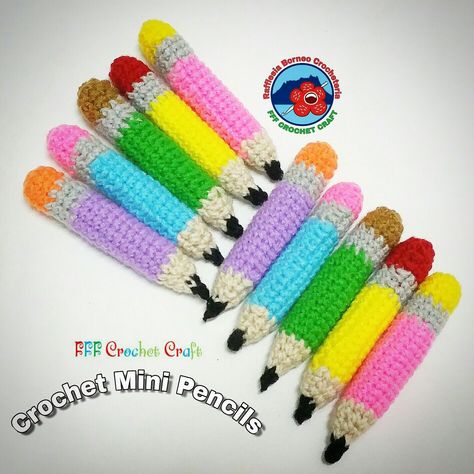 Crochet tiny pencil amigurumi keychain by fff crochet craft Pencil Amigurumi, Pencil Crochet, Crochet Tiny, Amigurumi Keychain, Mini Craft, Creative Hobbies, Crochet Crafts, Embroidered Friendship Bracelet, Friendship Bracelets