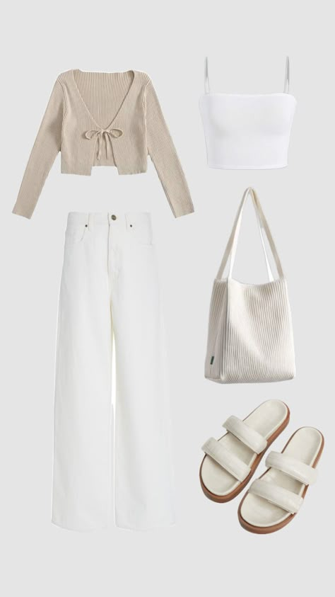 Light Coloured Outfits, Korean Style Summer Outfits, Day Outing Outfit, Outfit Ideas For Short Women, Collage Outfit Ideas, Spring Outfit Dress, Simple Style Outfits, Modesty Outfits, Trouser Outfit