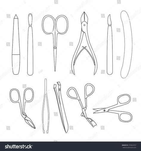 Pedicure Drawing, Curler Eyelash, Line Graphic, Tools Drawing, Pedicure Set, Creative Presentation, Lines On Nails, Curling Eyelashes, Pedicure Tools