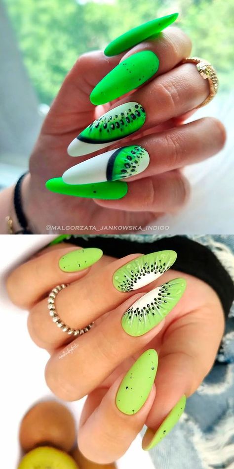 Kiwi Nails, Fruit Nail Designs, Fruit Nail, Fruit Nails, Fruit Nail Art, Kiwi Fruit, Best Fruits, Beauty Make Up, Kiwi