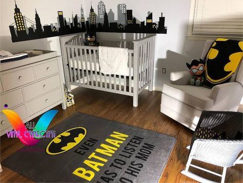 Batman Baby Room, Batman Nursery, Batman Emblem, Baby Boy Batman, Batman Gotham City, Batman Baby Shower, Batman Bedroom, Superhero City, Batman Baby