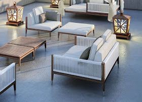 Modern Wicker Patio Furniture, Modern Fabric Sofa, Backyard Patio Furniture, Sofa Dining Table, Modern Patio Furniture, Outdoor Deck Furniture, Set Sofa, Outdoor Sofas, Garden Sofa Set