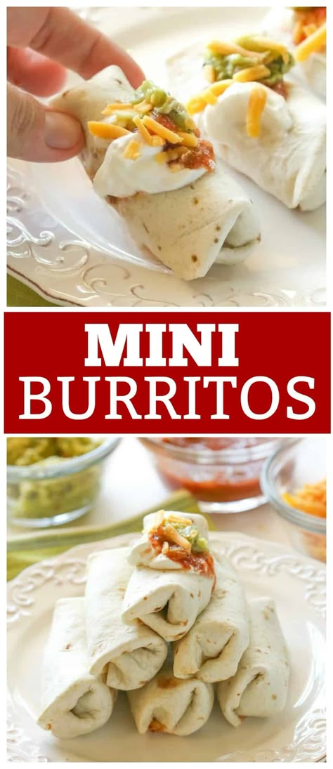 Mini Burritos, Mexican Appetizer, Beans And Cheese, The Girl Who Ate Everything, Mexican Appetizers, Meat Appetizers, Cheese Serving, Mini Foods, Party Foods