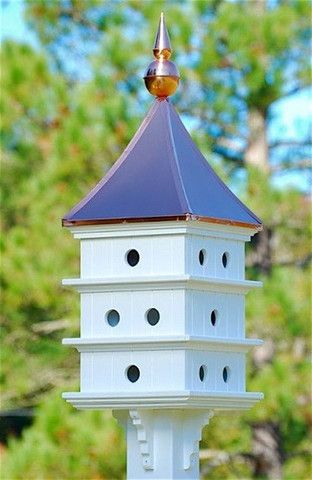 Copper Roof/Vinyl Purple Martin House 52x18 Purple Martin Birdhouse, Martin Bird House, Martin Bird, Purple Martin House, Large Bird Houses, Purple Martin, Garden Birdhouses, Bird House Plans, Martin House