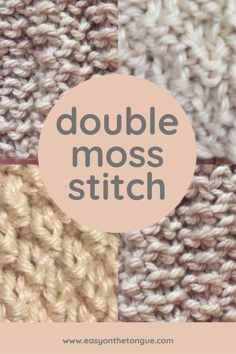 In this post, you can learn how to knit the Double Moss Stitch. However, there seems to be different 'looks' of the double moss stitch. #doublemossknit #knittingstitches Double Moss Stitch, Easy Knit Hat, Arm Knitting Blanket, Knitting Pin, Linen Stitch, Work Diy, Learn How To Knit, Seed Stitch, Knitted Animals