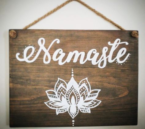 Namaste Party Theme, Namaste Sign, Chakra Painting, Yoga Painting, Massage Room Decor, Home Spa Room, Meditation Room Decor, Yoga Studio Design, Reception Sign