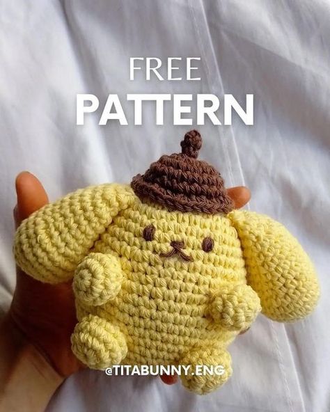 Pompompurin Crochet Free Pattern, Sanrio Crochet Free Pattern, Brown Amigurumi, Rabbit Crochet Pattern, Rabbit Crochet, Hello Kitty Crochet, Crochet Fairy, Crochet Aesthetic, 2023 Design