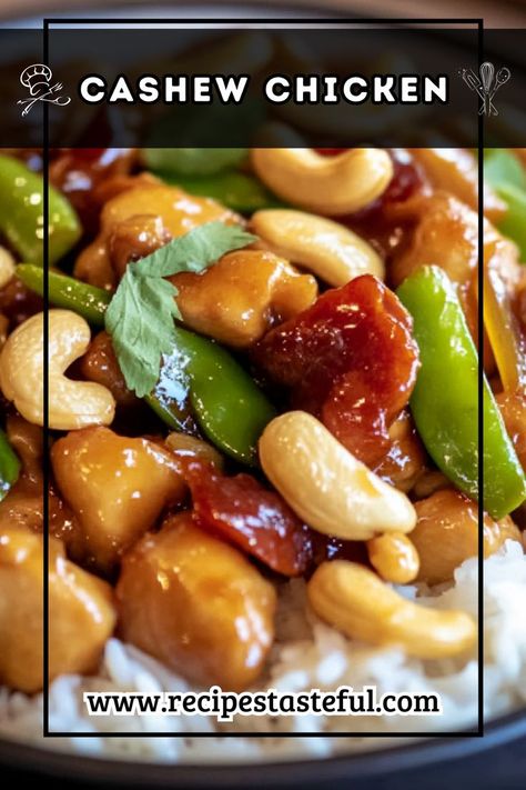 A delicious and easy-to-make Cashew Chicken recipe that features tender chicken, crunchy cashews, and vibrant vegetables in a savory sauce. Perfect served over rice or noodles for a satisfying meal. Cashew Chicken Recipe, Cashew Chicken, Sauteed Chicken, Thai Chicken, Savory Sauce, Sauteed Vegetables, Quick Weeknight Meals, Tender Chicken, Chicken Tenders