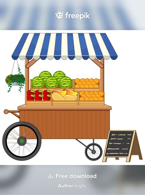 Vegetable Cart, Fruit Cart, Spring Fruit, Fruit Vegetables, Food Travel, Cartoon Style, Data Visualization, Cartoon Illustration, Cartoon Styles