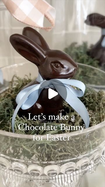 Heather on Instagram: "Cutest $1 faux chocolate Easter bunny! 
This would be so cute on your Easter table as a place card or sitting on a dessert board. I put mine in a glass jar for my kitchen counter. 

Here’s how to turn a Target Dollar Spot bunny into a faux Chocolate Easter Bunny! 🐰🍫💙🐰🍫💙🐰🍫💙

🐰 Grab a few bunnies from the Target Dollar Spot
🍫 I had this satin espresso spray paint in my stash- but any brown would work!
💙 Add a pretty blue bow

Follow for more fun holiday ideas! 🐰💙" Chocolate Bunnies, Chocolate Bunny Centerpiece, Easter Bunny Bread Bowl Spinach Dip, Easter Bunny Dip Bread Bowl, Chocolate Bunny Decor, Chocolate Easter Bunny, Target Dollar Spot, Chocolate Bunny, Easter Chocolate