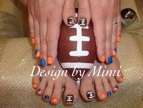 Gator and Football Design Purple Football Nails, Football Nails Design Purple, Football Nail Designs School Colors, Football Toenails, Gator Print Nails, Gator Nails Football Season, Football Nail Designs, Football Nails, Football Design