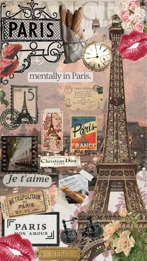 Paris Wallpaper Aesthetic, Paris Aesthetic Wallpaper, Vintage Paris Aesthetic, Paris Scrapbook, Paris Collage, France Wallpaper, French Wallpaper, Travel Collage, Christian Dior Paris