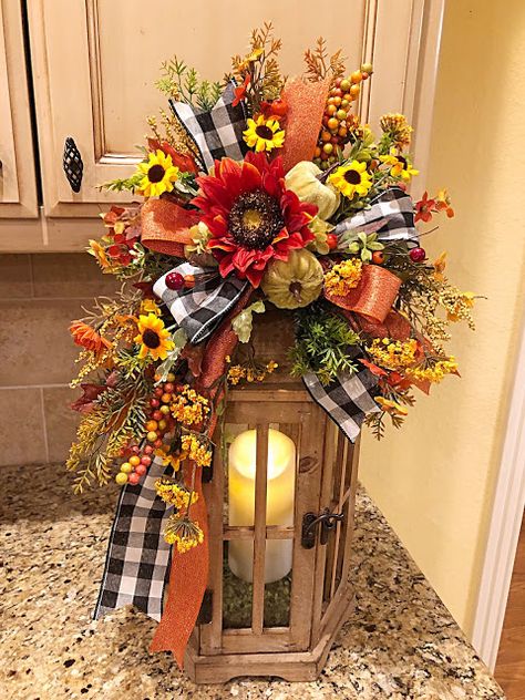 Kristen's Creations: Fall Lantern Swags Fall Lantern Decor, Tableware Ideas, Lantern Swags, Eclectic Industrial, Dekoratívne Vence, Fall Lanterns, Fall Lantern, Holiday Lanterns, Fall Decor Wreaths