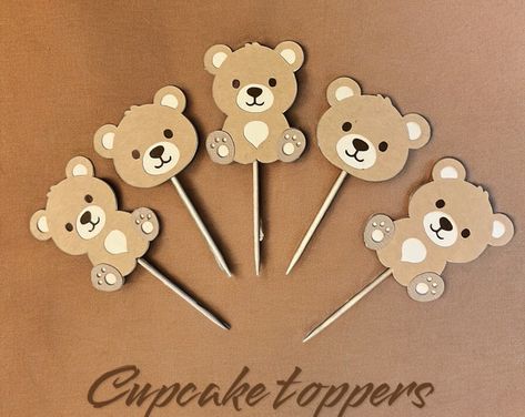 Bear Cupcake Toppers Teddy Bear Cupcake Toppers Bear Theme First Birthday Bear Party Decor We Can Bearly Wait Decor - Etsy UK Bear Cake First Birthday, Birthday Bear Theme, Baby Bear Birthday Party, First Birthday Cupcake Toppers, Beary First Birthday, Teddy Bear Cupcakes, Teddy Bear Birthday Party, Neutral Birthday, 1st Birthday Cupcakes