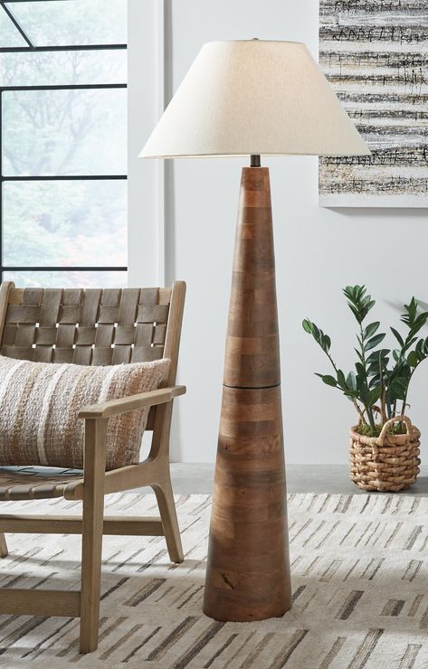 Danset Brown Floor Lamp - L329101 - Luna Furniture Brown Wood Table, Brown Floor, Wood Floor Lamp, Table Lamp Wood, Honey Brown, Wood Lamps, Ashley Furniture, Tv Room, Floor Lamp Lighting