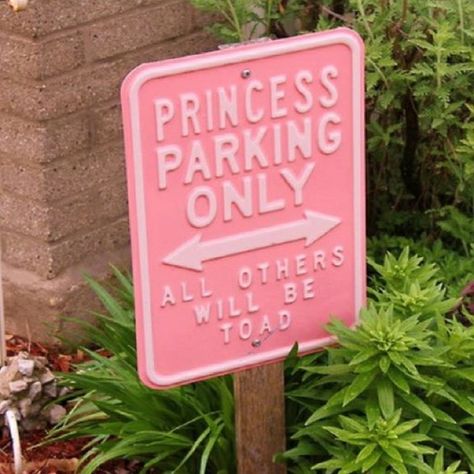 Love this... especially the spelling of toad!!!  Every princess needs their own space. House Parking, Princess Parking, Sorority House, I Believe In Pink, Parking Spot, Delta Zeta, Sorority Life, Kid Room, Princess Birthday Party