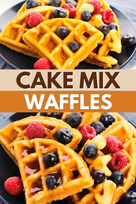 Cake Batter Waffles, Cake Mix Waffles, Waffle Iron Recipes, Waffle Cake, Pumpkin Waffles, Birthday Breakfast, Spice Cake Mix, Spice Cake, Yellow Cake Mixes