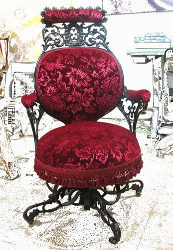 Victorian office chair #burgundy #antique #chairs #villa Victorian Office, Victorian Chair, Gothic Furniture, Victorian Furniture, Victorian Decor, Funky Furniture, Gothic Decor, Gothic Home Decor, Gothic House