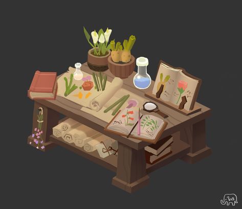 ArtStation - fairy house interior prop, HA KO Fairy House Interior, Interior Concept Art, Residence Interior, Fantasy Map Making, Interior Props, Isometric Drawing, Props Art, Game Ui Design, Pixel Art Design