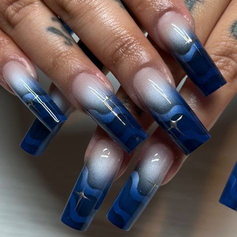 Nails.isabae | (♡´❍`♡)*✧ ✰ ｡* @vivranthangs | Instagram Insta Nails, Square Nail Designs, Long Nail Designs, Square Nails, Nude Nails, Blue Nails, Winter Nails, French Nails, Simple Nails