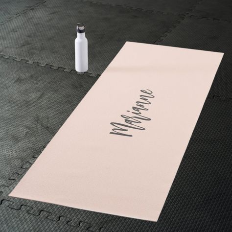 Peach gray custom name script yoga mat - yoga mats Yoga Equipment, Yoga Mats, Yoga Mat, Custom Name, Created By, Yoga, Stars, Grey