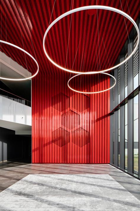 Kirsch Pharma HealthCare Building / SAOTA | ArchDaily Zinc Cladding, Red Office, Glass Curtain, Deco Studio, Industrial Architecture, Building Ideas, Fire Station, Commercial Real Estate, Office Interior Design