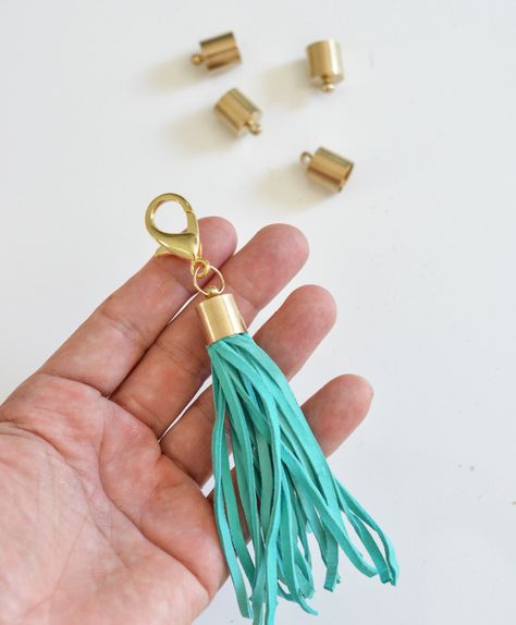 DIY Leather Tassels | Centsational Style Diy Leather Tassel, Decorating Diy, Diy Tassel, Out Of Time, Tassel Garland, Beaded Keychains, Leather Diy, Leather Tassel, Beaded Jewelry Diy