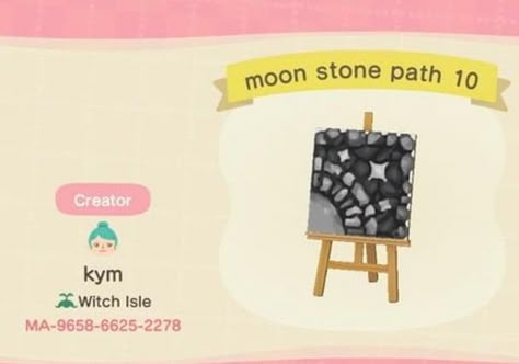 Stone Pathway Animal Crossing, Animal Crossing Flooring, Acnh Path Overlays, Acnh Star Path, Acnh Witchy, Acnh Halloween Code, Acnh Halloween, Acnh Path, Moon Pool