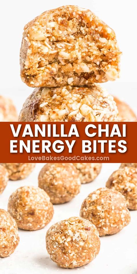 Healthy Vanilla Chai Energy Bites - Satisfy your cravings with these nutritious and flavorful no-bake treats! Super quick and easy to make. Oatmeal Energy Bites, Mouthwatering Desserts, Fresh Snacks, No Bake Energy Bites, Healthy Lunches For Kids, Kids Cooking Recipes, Kids Healthy, Vanilla Chai, Nutritious Diet