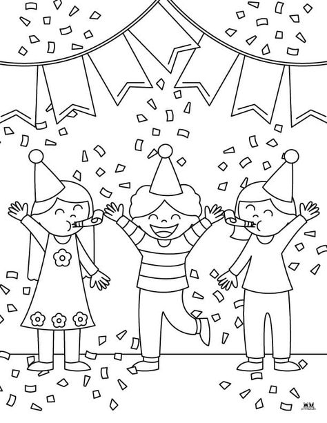 Help keep the kids entertained on New Year's Eve or New Year's Day with these New Year coloring pages. All pages can be printed from home. 100% FREE! New Years Coloring Pages For Kids, New Year Worksheets For Kids, New Years Coloring Pages, New Year Coloring Pages, Free Printables Organization, Finance Printables, Printable Workouts, Color Picker, Free Printable Calendar