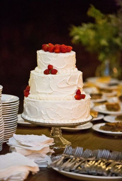 Vanilla Strawberry Wedding Cake, White Wedding Cake With Strawberries, Strawberry And Cream Wedding Cake, Strawberries And Cream Wedding Cake, Wedding Cake Strawberries, Cream Cheese Wedding Cake, Strawberry Cake Wedding, Strawberry Shortcake Wedding Cake, Wedding Cake Strawberry