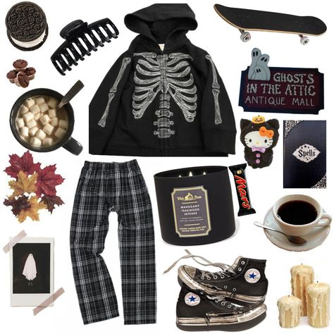 Skeleton Aesthetic Outfit, Fall Halloween Aesthetic Outfits, Comfy Grunge Outfits, Outfit Inspo Board, Skeleton Outfit, Grunge Fall Outfits, 80s Inspired Outfits, Niche Memes, Mood Clothes