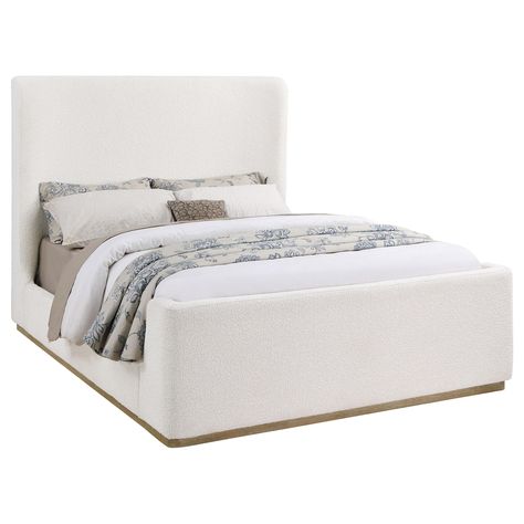 PRICES MAY VARY. Includes: One (1) queen bed Plush cream upholstery is lush and soft with boucle-inspired texture that complement a modern bed Rounded wingback silhouette adds depth and dimension to surrounding bedroom décor Tall headboard and low footboard create ag rounded look while maintaining an open, airy feel Wood finish trim along the sides and base of the bed creates contrast and depth Restoration Hardware Bedroom, Tall Bed, Eastern King Bed, White Bed Frame, King Upholstered Bed, Tall Headboard, Sleigh Bed, Wingback Headboard, Convertible Sofa Bed